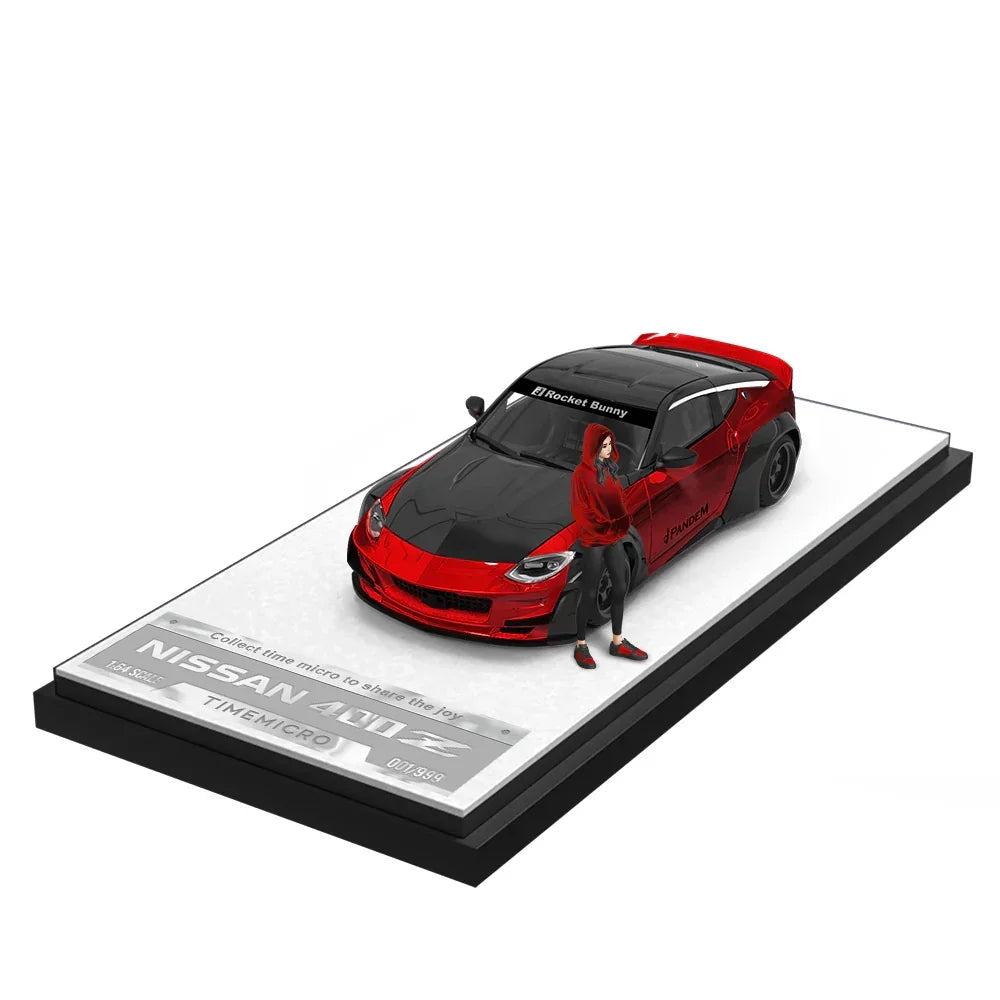 Premium scale diecast model car – *PRE-ORDER* Nissan 400Z - Metallic Red Black - Figure Edition, 1:64 Scale Collectible