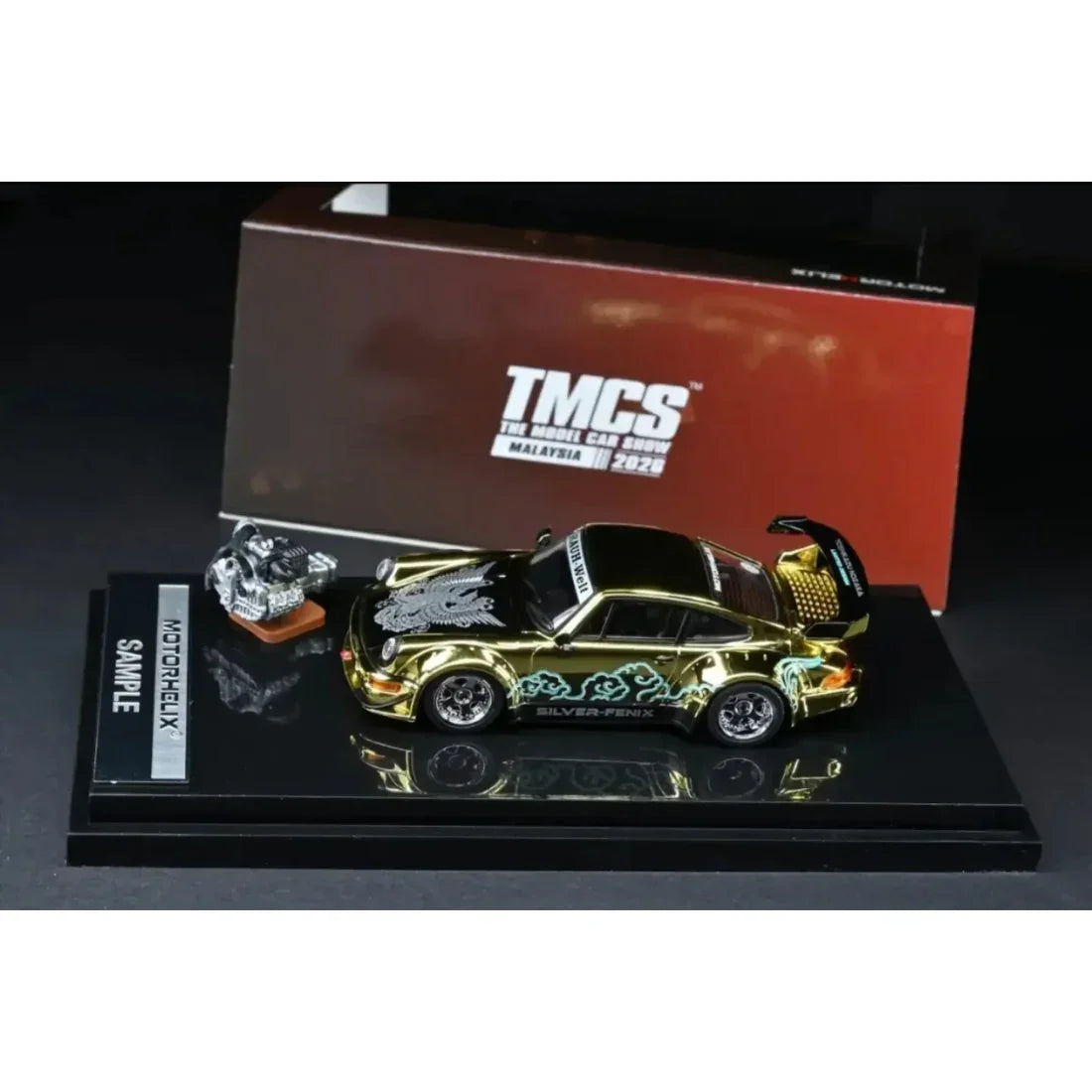 Premium scale diecast model car – *TMCS 2026* RWB 964 Silver Pheonix (Limited Edition to 1299pcs) Gold Chrome, 1:64 Scale Collectible