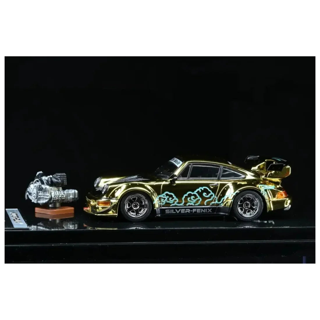 Premium scale diecast model car – *TMCS 2026* RWB 964 Silver Pheonix (Limited Edition to 1299pcs) Gold Chrome, 1:64 Scale Collectible