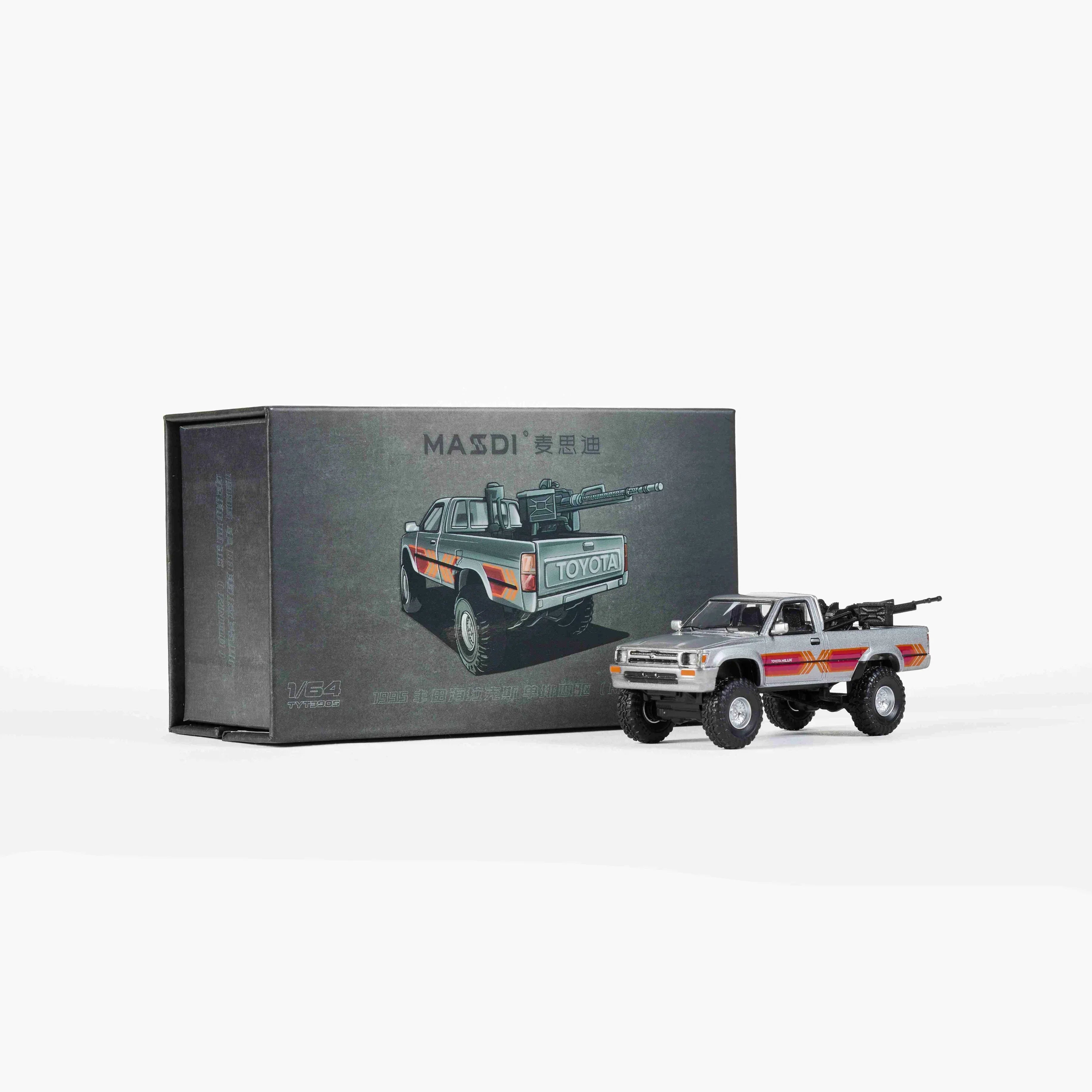 Premium scale diecast model car – Toyota Hilux LN107 1994, 1:64 Scale (Grey) Collectible