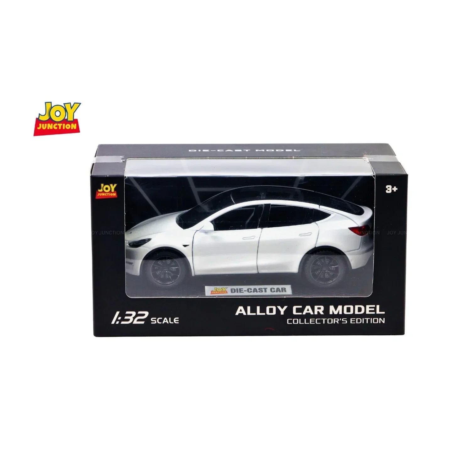 Premium scale diecast model car – Tesla Model Y Pullback Toy Car - Light, Sound with Openable Doors, 1:32 Scale (White) Collectible