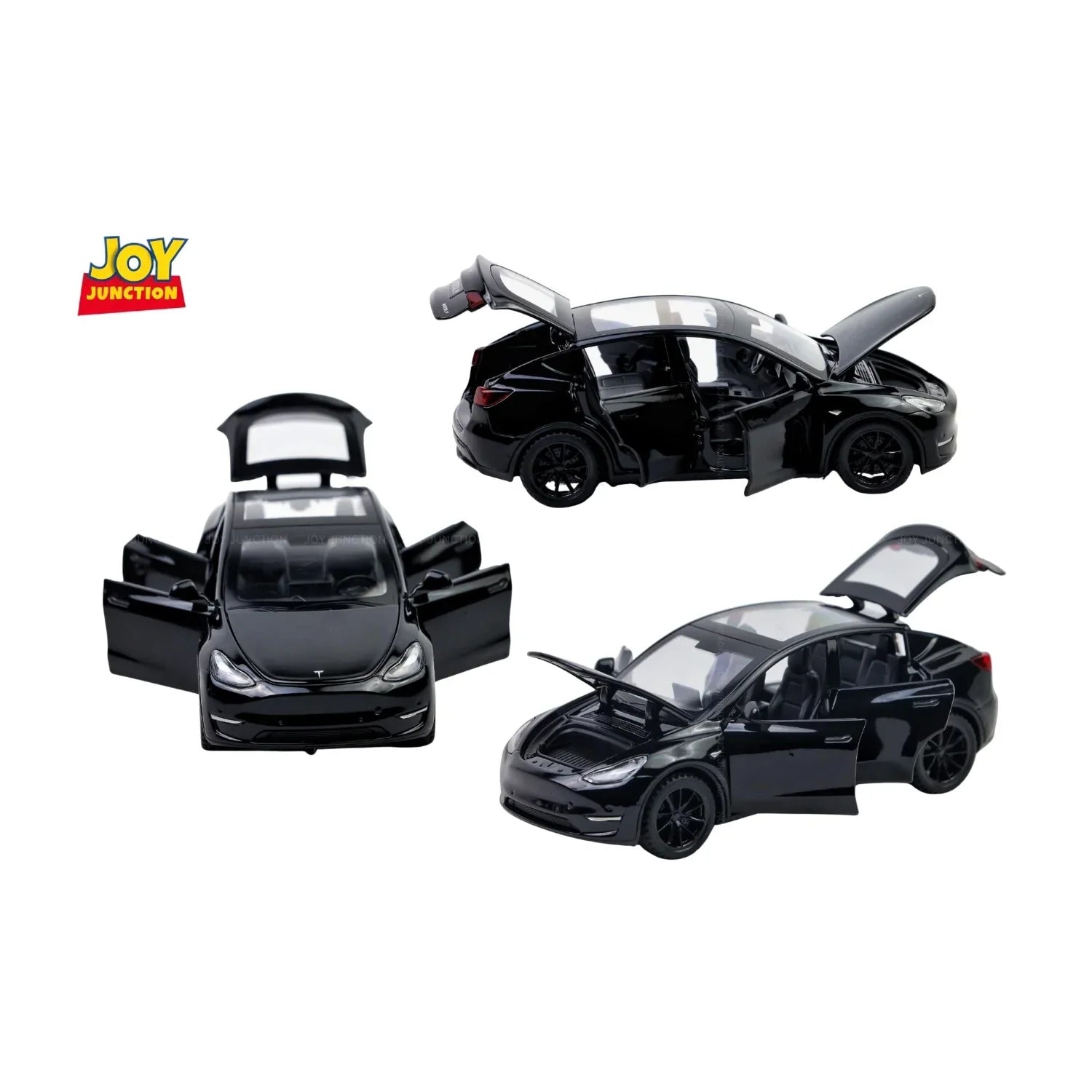 Premium scale diecast model car – Tesla Model Y Pullback Toy Car - Light, Sound with Openable Doors, 1:32 Scale (Black) Collectible