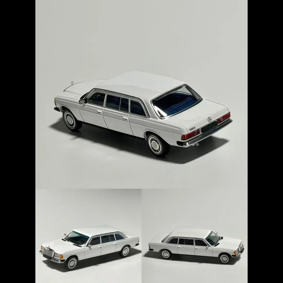 Premium scale diecast model car – Mercedes Benz W123, 1:64 Scale (White) Collectible
