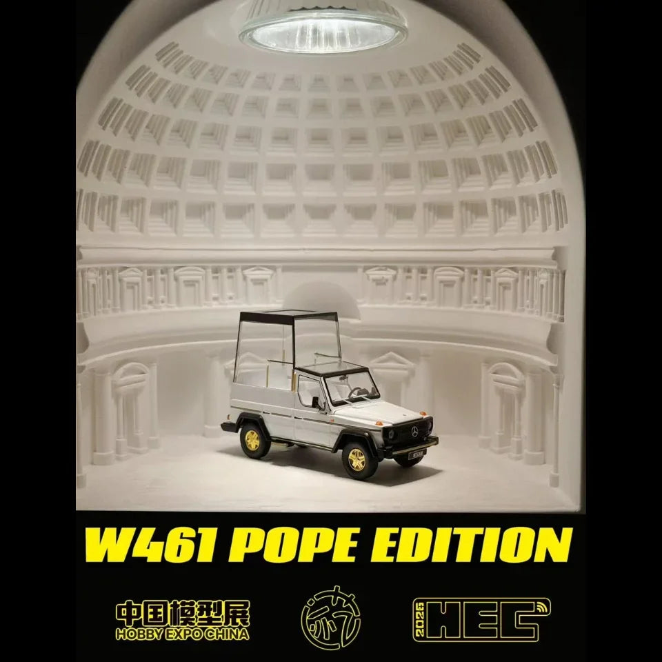 Premium scale diecast model car – Mercedes Benz W461 POPE Edition ,1:64 Scale (White) Collectible
