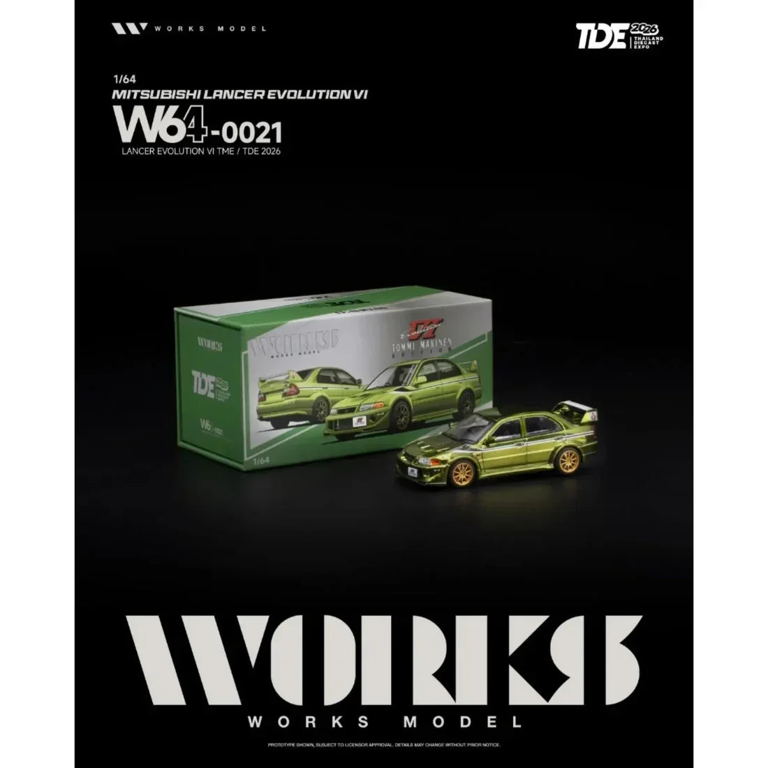 Premium scale diecast model car – *TDE 2026* Lancer Evolution VI TME (Tommi Makinen Edition), 1:64 Scale Collectible