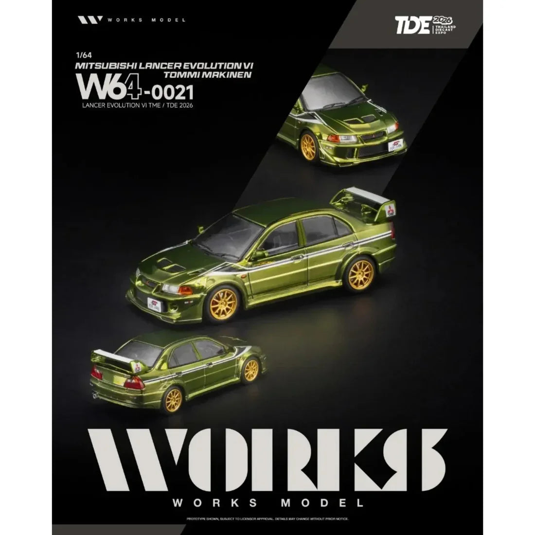 Premium scale diecast model car – *TDE 2026* Lancer Evolution VI TME (Tommi Makinen Edition), 1:64 Scale Collectible