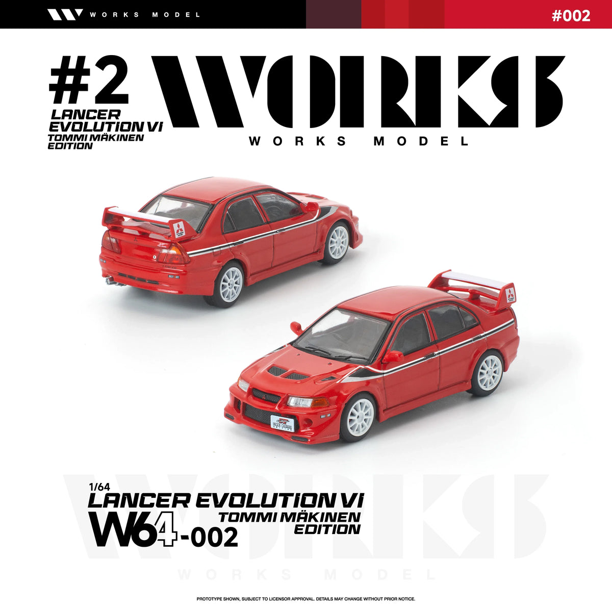 Premium scale diecast model car – *PRE-ORDER* Mitsubishi Lancer Evolution Vi Tommi Makinen, 1:64 Scale (Red) Collectible