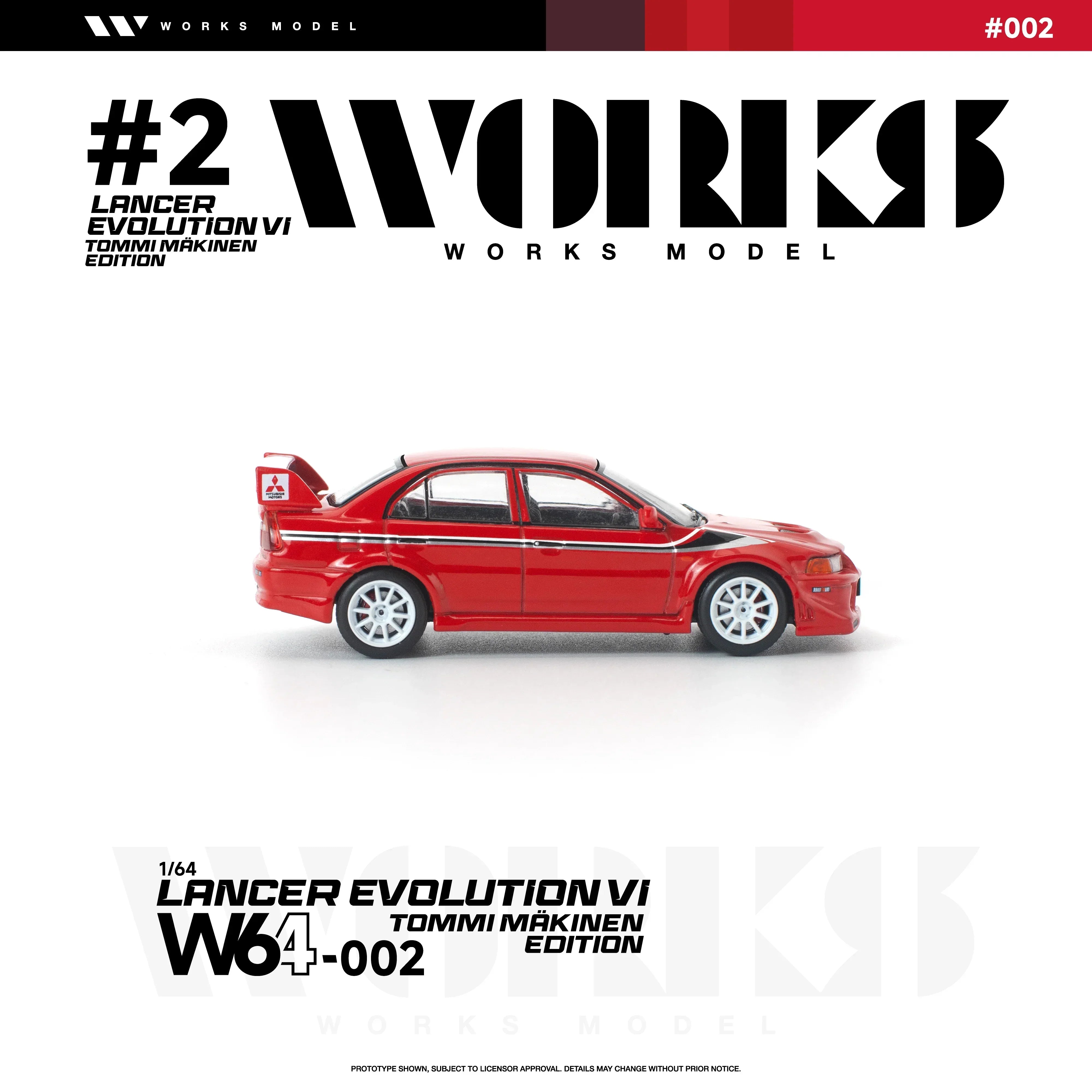 Premium scale diecast model car – *PRE-ORDER* Mitsubishi Lancer Evolution Vi Tommi Makinen, 1:64 Scale (Red) Collectible