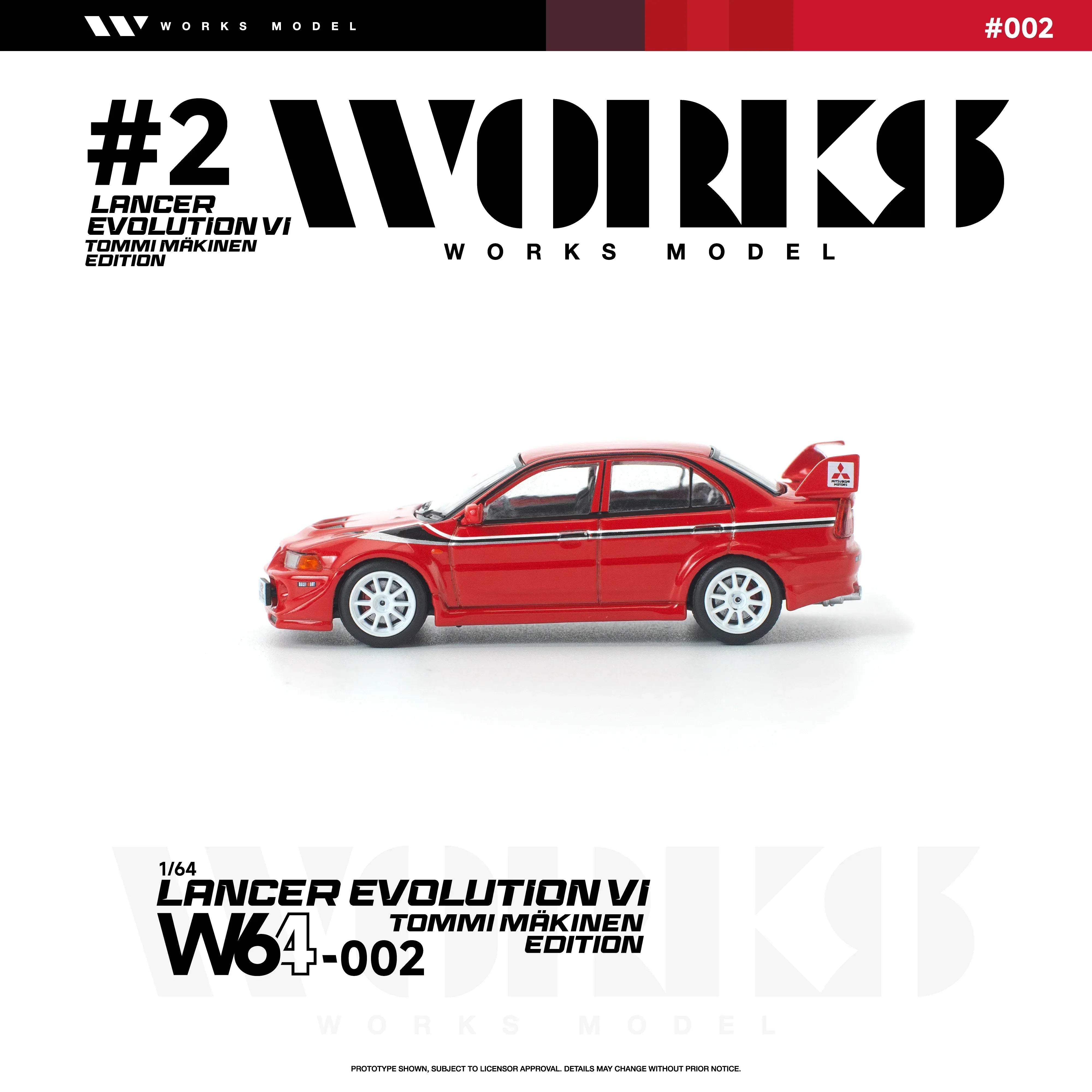 Premium scale diecast model car – *PRE-ORDER* Mitsubishi Lancer Evolution Vi Tommi Makinen, 1:64 Scale (Red) Collectible