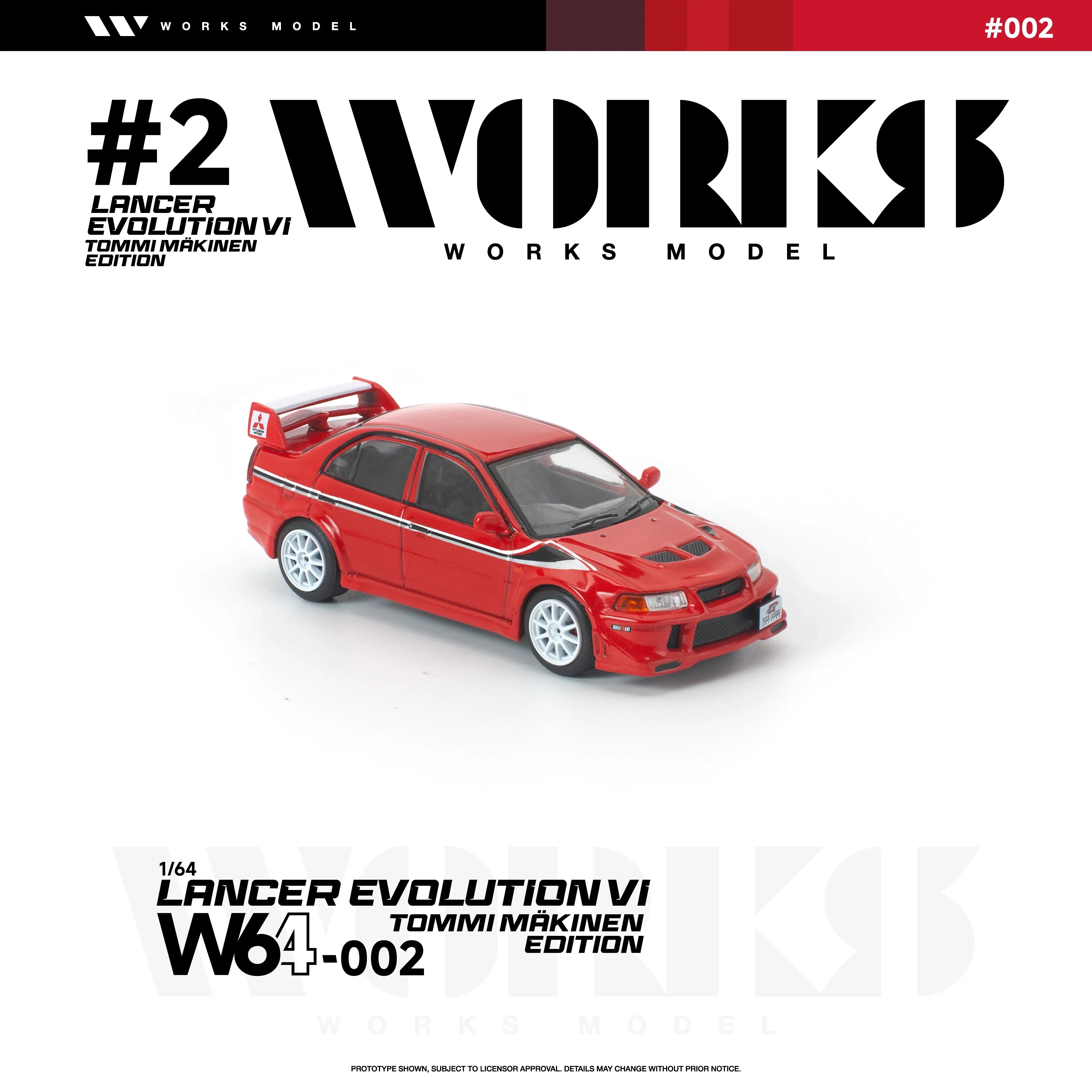 Premium scale diecast model car – *PRE-ORDER* Mitsubishi Lancer Evolution Vi Tommi Makinen, 1:64 Scale (Red) Collectible