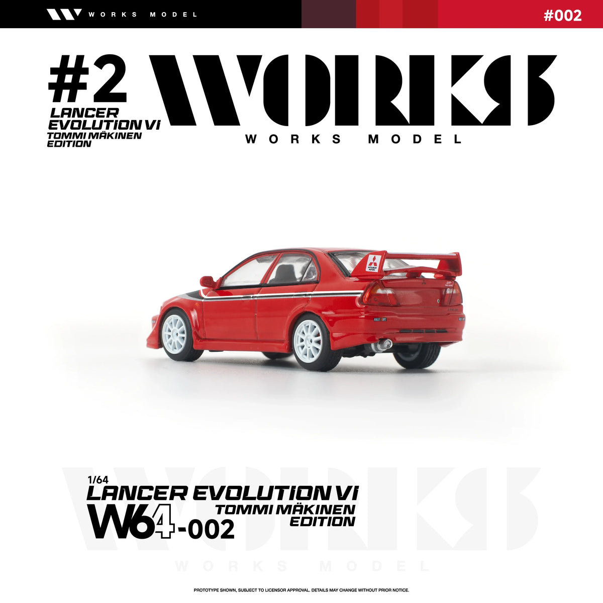 Premium scale diecast model car – *PRE-ORDER* Mitsubishi Lancer Evolution Vi Tommi Makinen, 1:64 Scale (Red) Collectible