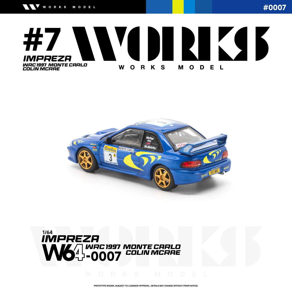 Premium scale diecast model car – *PRE-ORDER* Subaru Impreza WRC 1997 Monte Carlo Colin Mcrae, 1:64 Scale Collectible