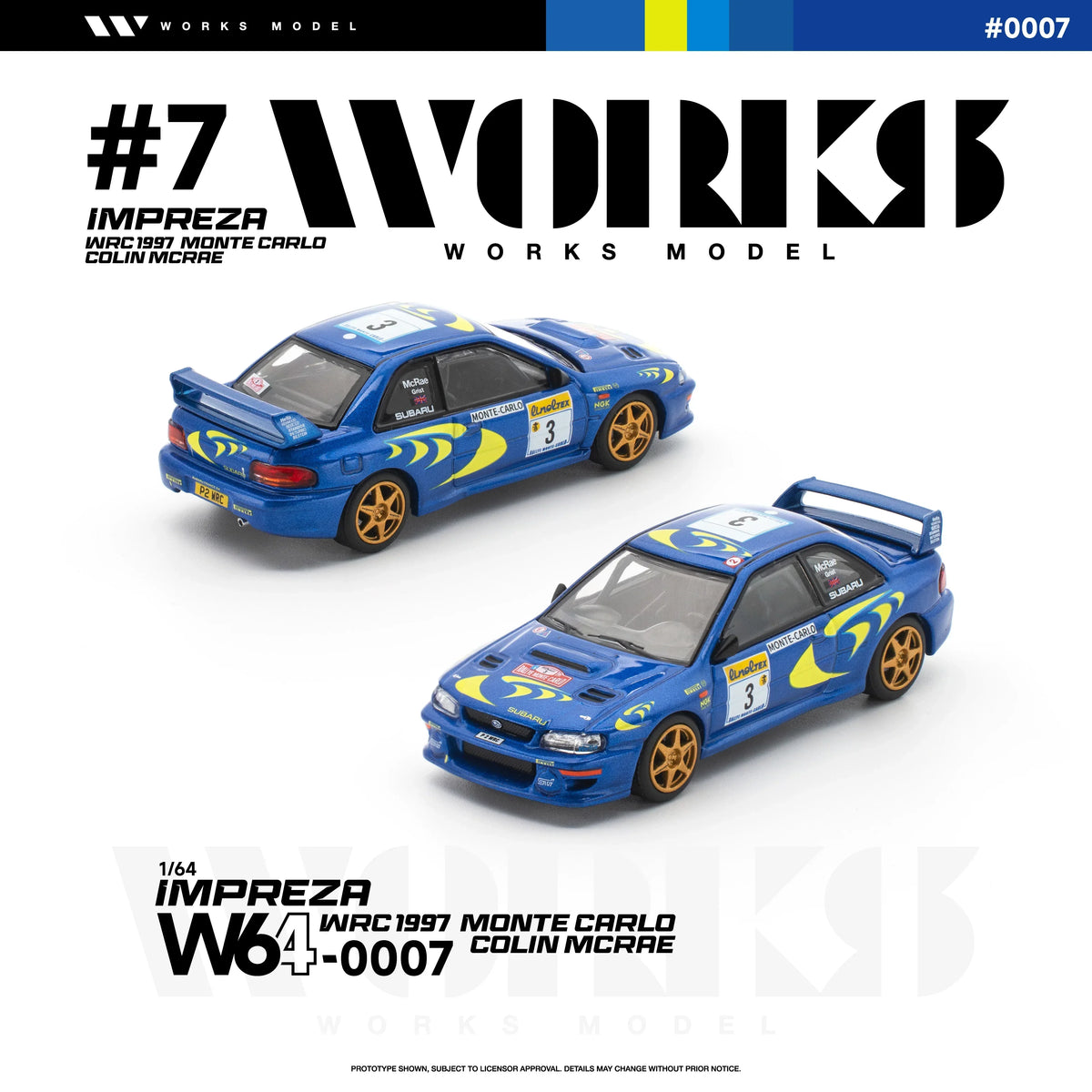 Premium scale diecast model car – *PRE-ORDER* Subaru Impreza WRC 1997 Monte Carlo Colin Mcrae, 1:64 Scale Collectible