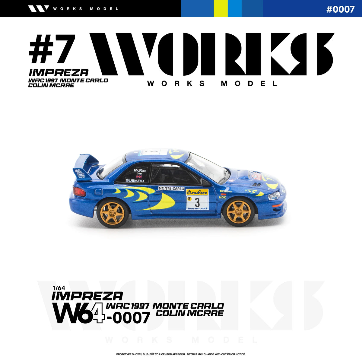 Premium scale diecast model car – *PRE-ORDER* Subaru Impreza WRC 1997 Monte Carlo Colin Mcrae, 1:64 Scale Collectible