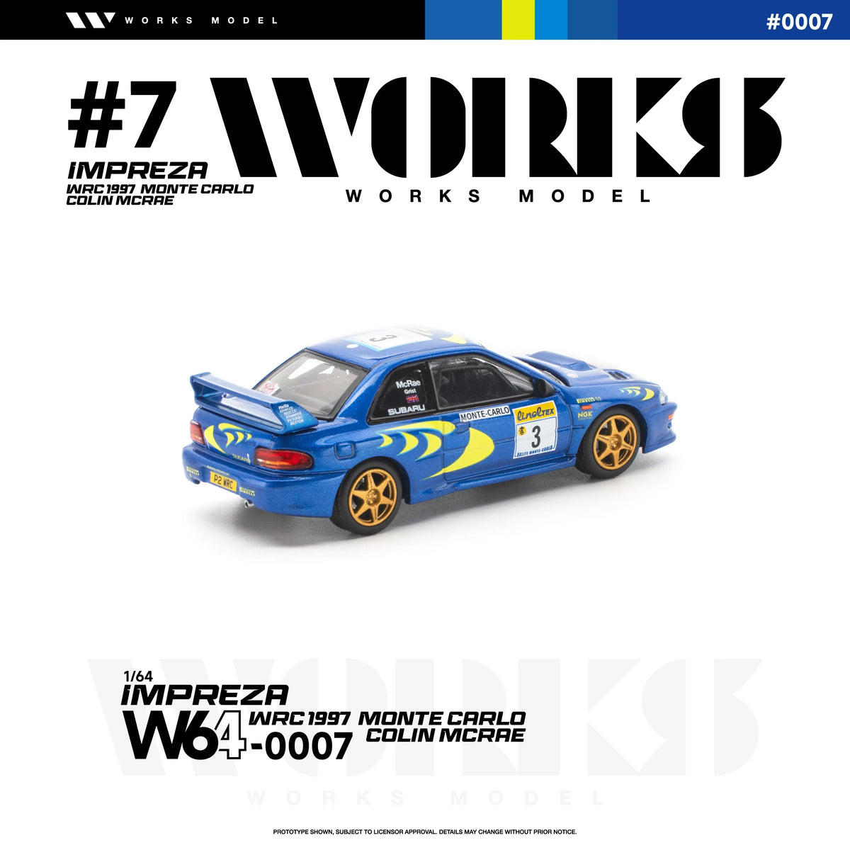 Premium scale diecast model car – *PRE-ORDER* Subaru Impreza WRC 1997 Monte Carlo Colin Mcrae, 1:64 Scale Collectible