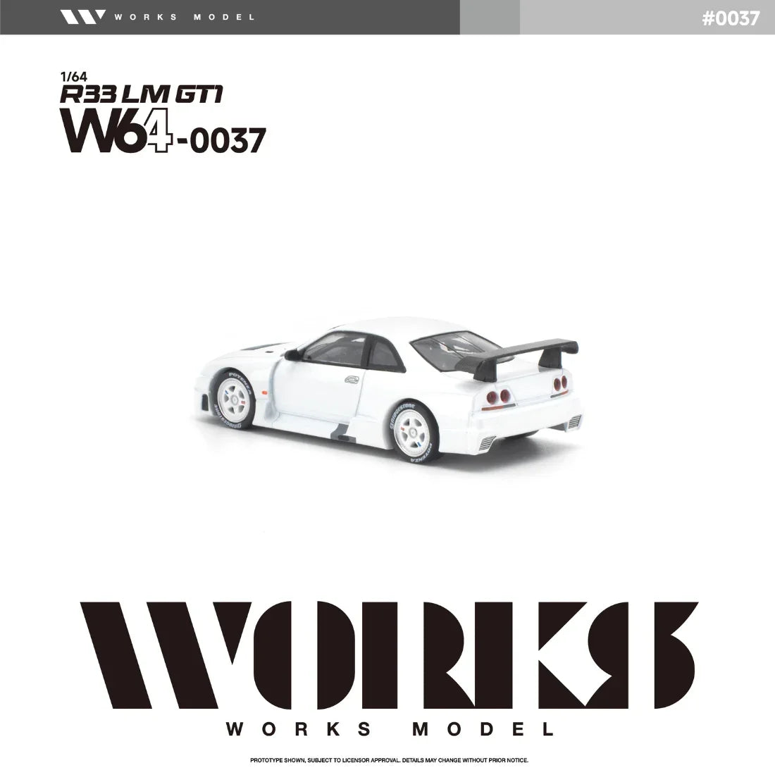 Premium scale diecast model car – *PRE-ORDER* Nissan R33 LM 1995 GT1, 1:64 Scale (White) Collectible