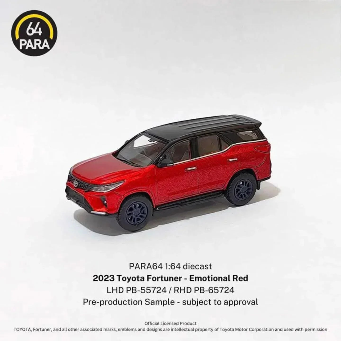 Premium scale diecast model car – Toyota Fortuner - 2023, 1:64 Scale (Emotional Red) Collectible