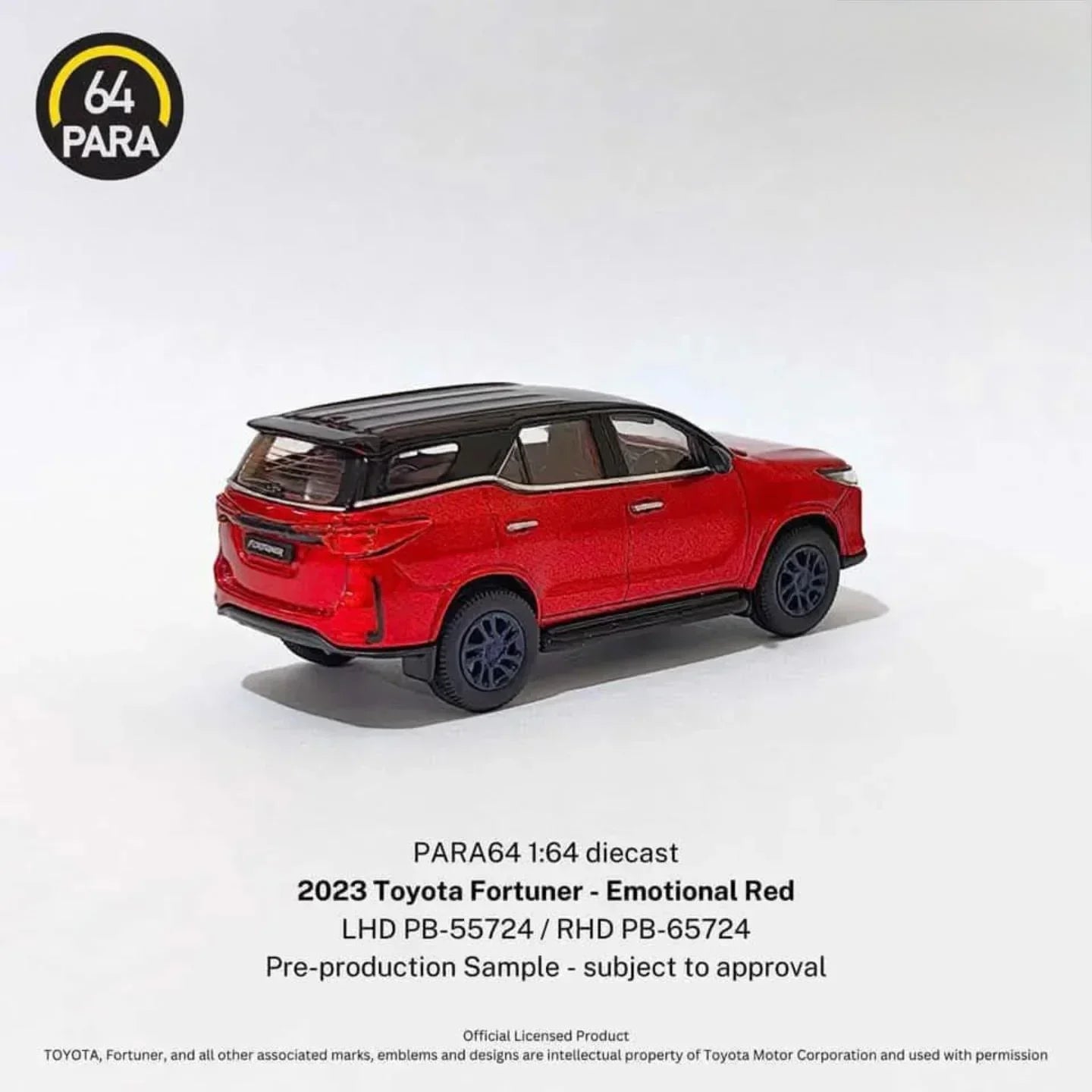 Premium scale diecast model car – Toyota Fortuner - 2023, 1:64 Scale (Emotional Red) Collectible