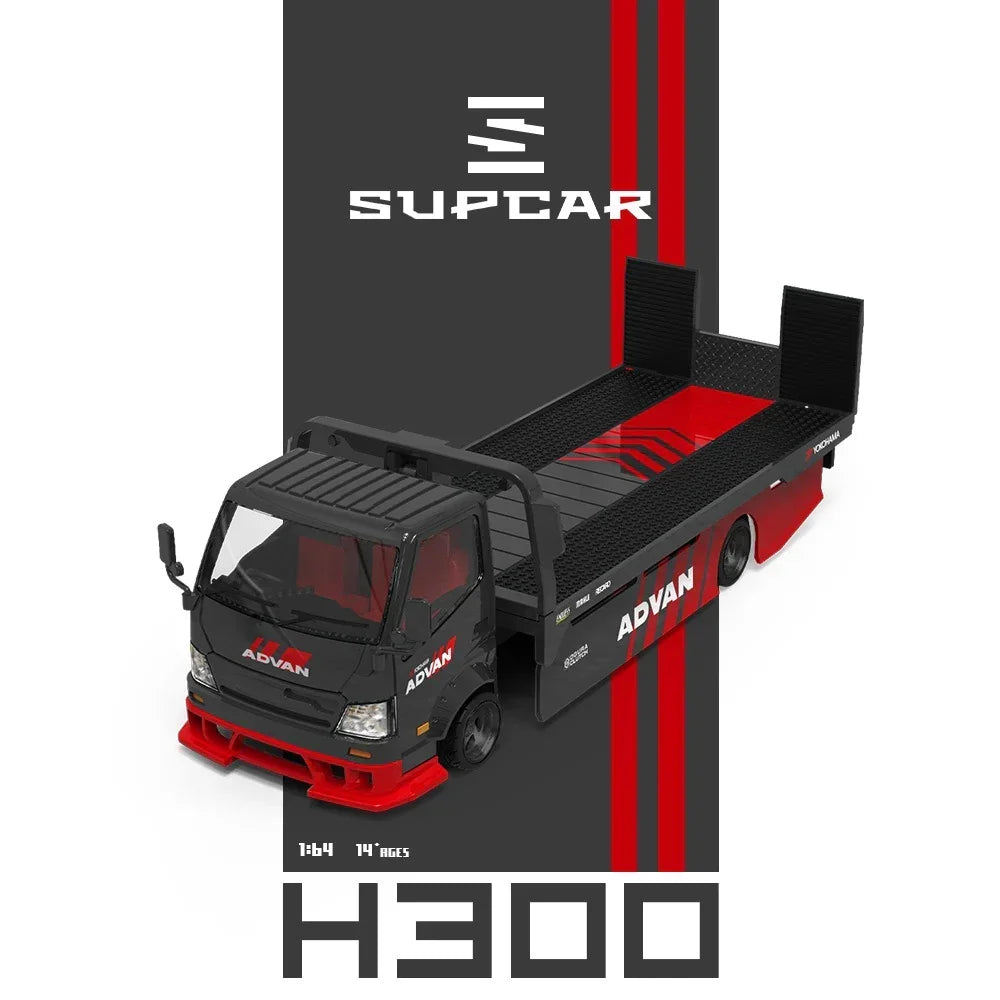 Premium scale diecast model car – *PRE-ORDER* Advan H300 Flatbed Transport Trailer, 1:64 Scale (Red) Collectible