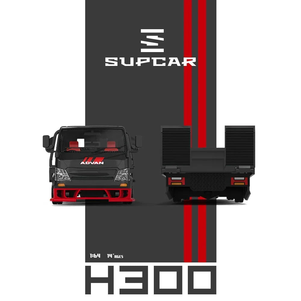 Premium scale diecast model car – *PRE-ORDER* Advan H300 Flatbed Transport Trailer, 1:64 Scale (Red) Collectible