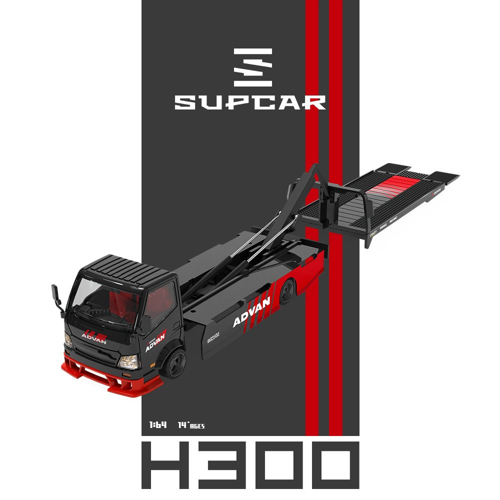 *PRE-ORDER* Advan H300 Flatbed Transport Trailer, 1:64 Scale (Red)