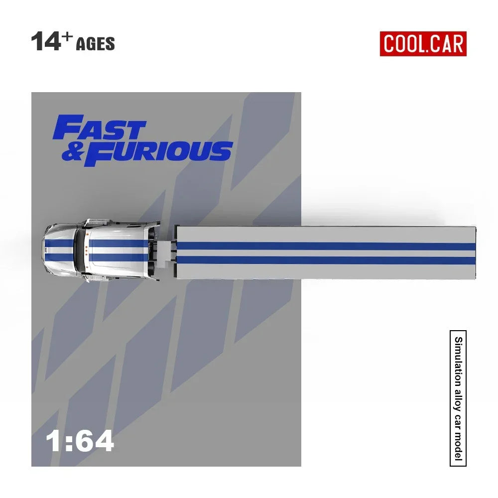 Premium scale diecast model car – *PRE-ORDER* Cool Car Feron "Fast and Furious" Special Transportation Vehicle , 1:64 Scale (Silver & Blue) Collectible
