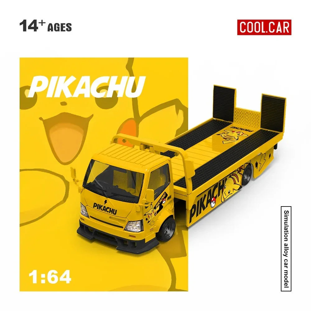 Premium scale diecast model car – *PRE-ORDER* Cool Car H300 Flatbed Transport Trailer (Pikachu Painted), 1:64 Scale Collectible