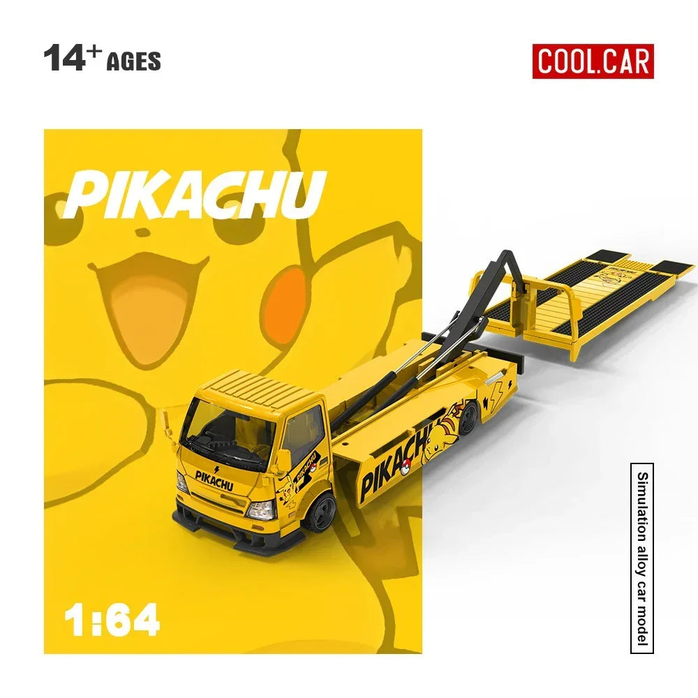 Premium scale diecast model car – *PRE-ORDER* Cool Car H300 Flatbed Transport Trailer (Pikachu Painted), 1:64 Scale Collectible