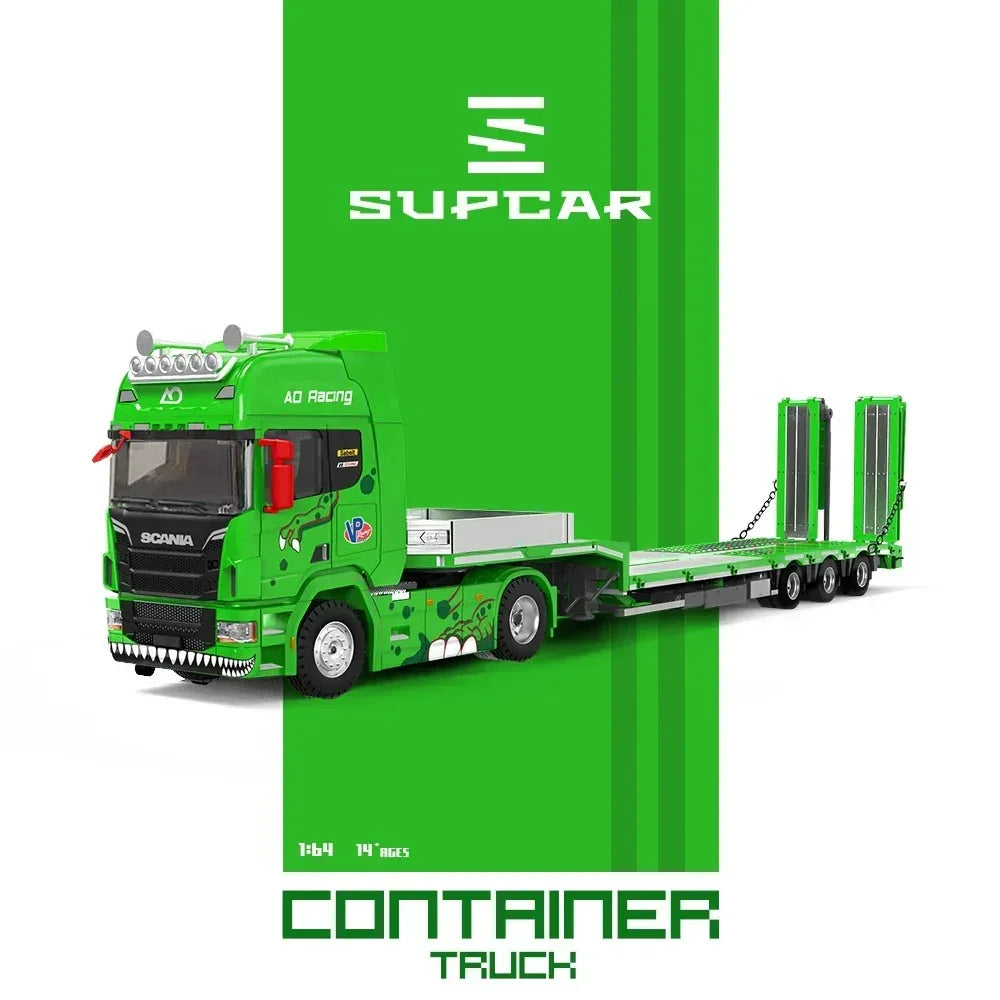 Premium scale diecast model car – *PRE-ORDER* Scania Flatbed Transport Vehicle - Green Tyrannosaurus, 1:64 Scale Collectible