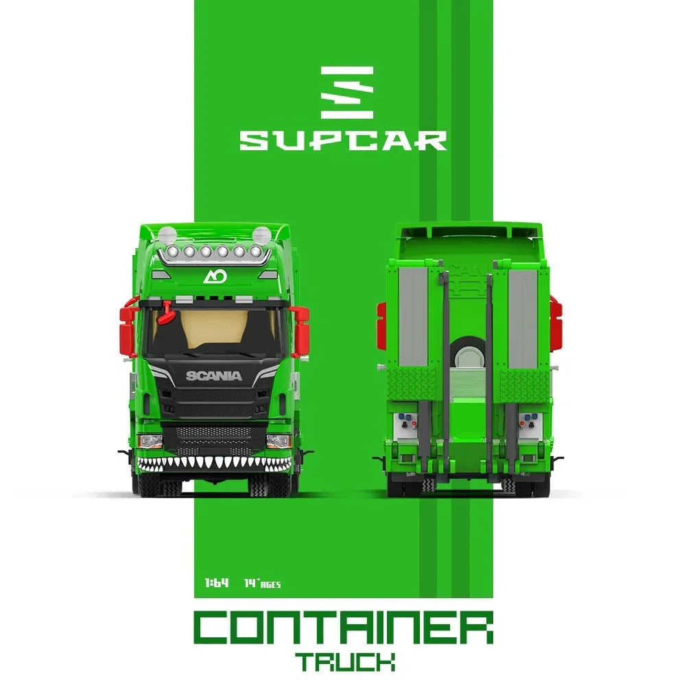Premium scale diecast model car – *PRE-ORDER* Scania Flatbed Transport Vehicle - Green Tyrannosaurus, 1:64 Scale Collectible