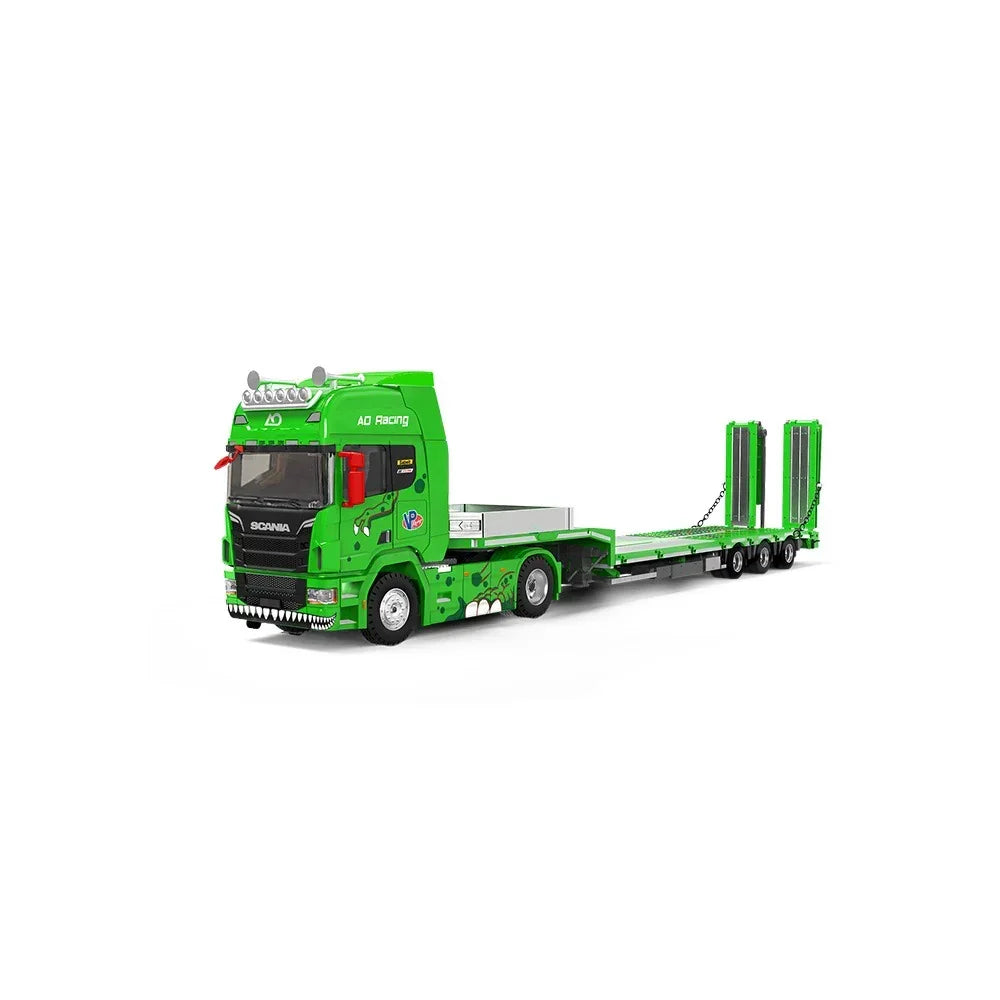 Premium scale diecast model car – *PRE-ORDER* Scania Flatbed Transport Vehicle - Green Tyrannosaurus, 1:64 Scale Collectible