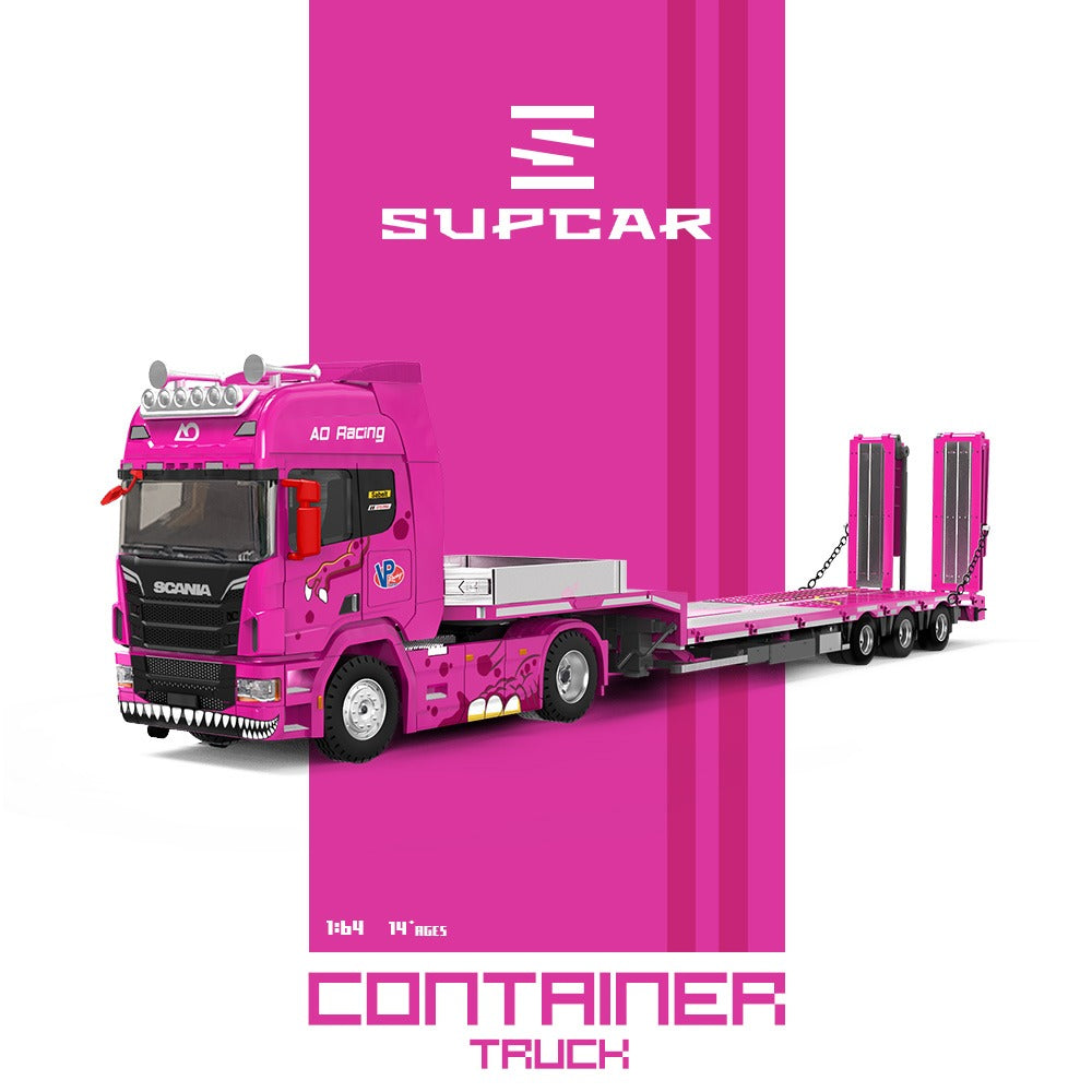 *PRE-ORDER* Scania Flatbed Transport Vehicle - Tyrannosaurus Rex, 1:64 Scale (Pink)