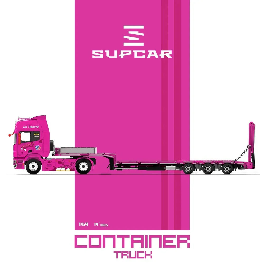 Premium scale diecast model car – *PRE-ORDER* Scania Flatbed Transport Vehicle - Tyrannosaurus Rex, 1:64 Scale (Pink) Collectible