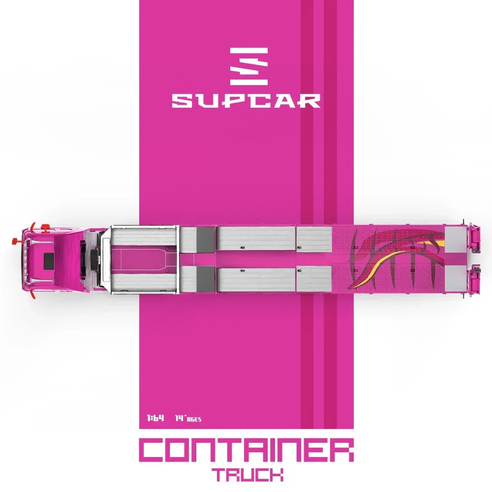 Premium scale diecast model car – *PRE-ORDER* Scania Flatbed Transport Vehicle - Tyrannosaurus Rex, 1:64 Scale (Pink) Collectible