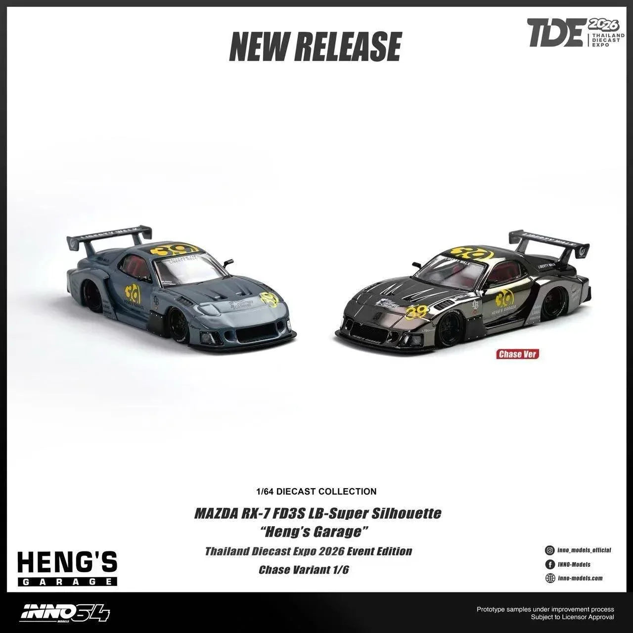*TDE 2026* Mazda RX-7 FD3S LB Super Silhouette Heng's Garage (Chance of Chase Car), 1:64 Scale