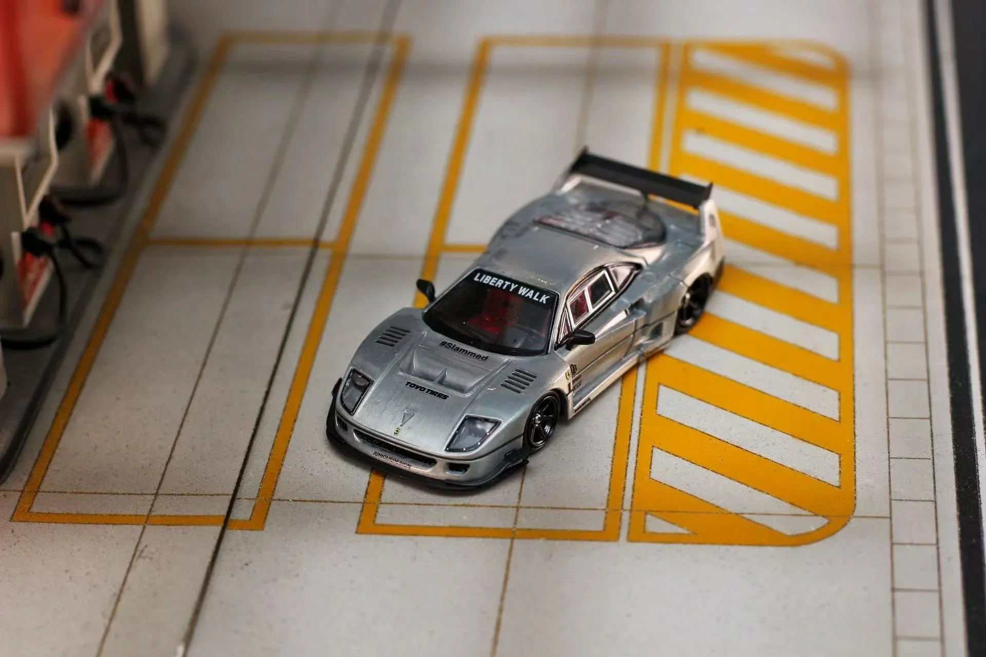 Premium scale diecast model car – *PRE-ORDER* Ghost Player × Street Weapon 1:64 Scale Liberty Walk Widebody F40, Raw Color Collectible