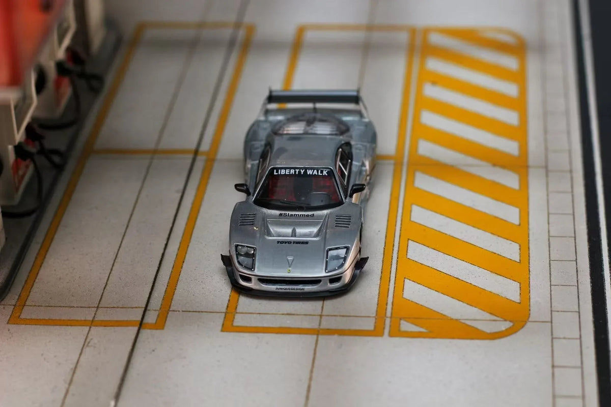 Premium scale diecast model car – *PRE-ORDER* Ghost Player × Street Weapon 1:64 Scale Liberty Walk Widebody F40, Raw Color Collectible