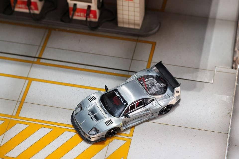 Premium scale diecast model car – *PRE-ORDER* Ghost Player × Street Weapon 1:64 Scale Liberty Walk Widebody F40, Raw Color Collectible