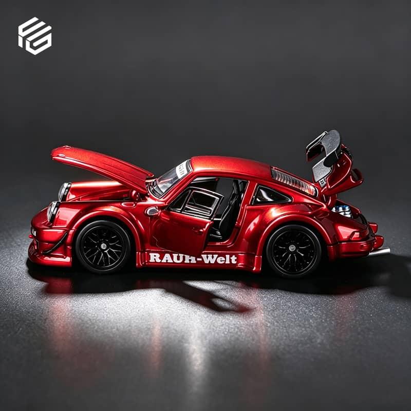 Premium scale diecast model car – *PRE-ORDER* RWB 930 GT Wing Version, Transparent, 1:64 Scale (Red) Collectible