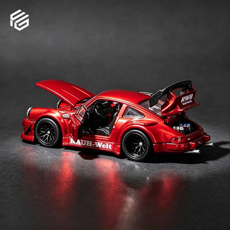 Premium scale diecast model car – *PRE-ORDER* RWB 930 GT Wing Version, Transparent, 1:64 Scale (Red) Collectible