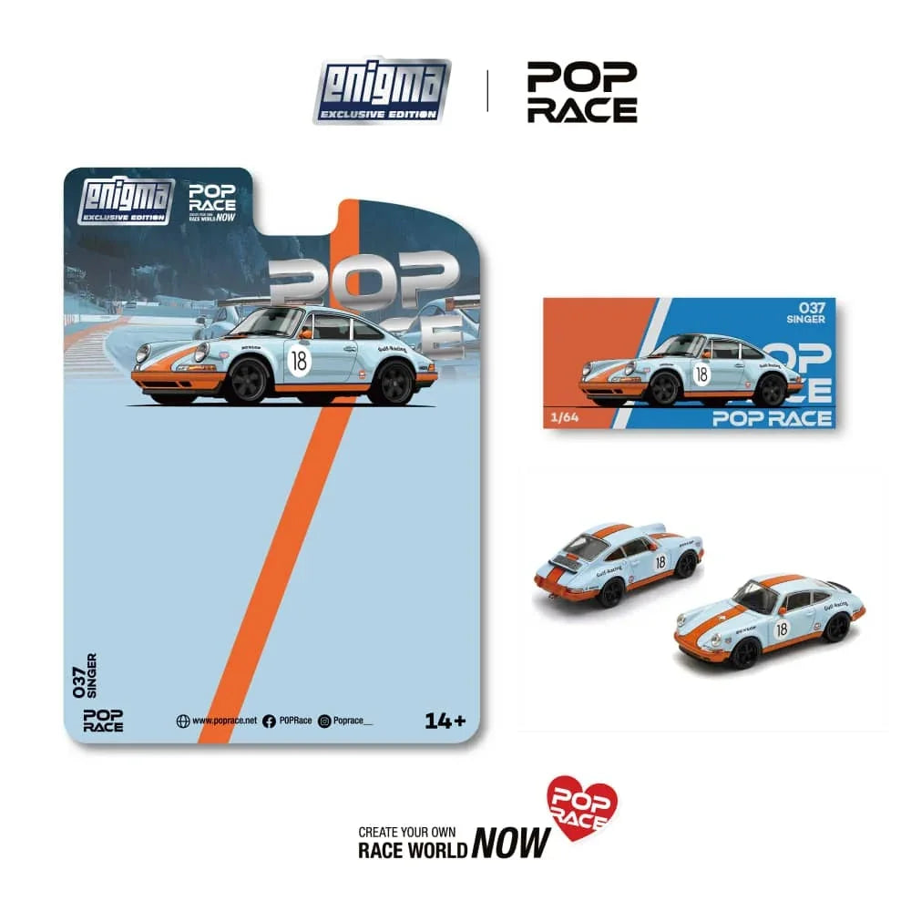 *PRE-ORDER* Singer 911 (964) Coupe Orange Blue Livery (Chance of Chase Car), 1:64 Scale