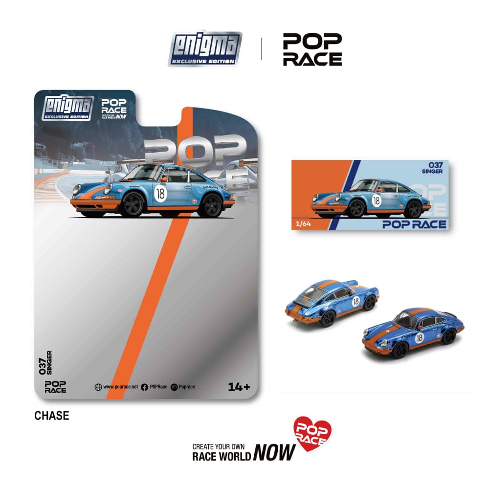 *PRE-ORDER* Singer 911 (964) Coupe Orange Blue Livery (Chance of Chase Car), 1:64 Scale