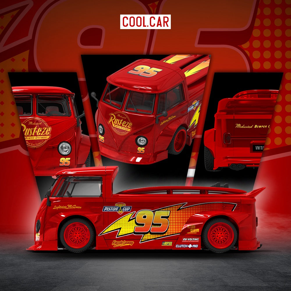 *PRE-ORDER* Volkswagen T1 pickup truck - Lightning McQueen, 1:64 Scale