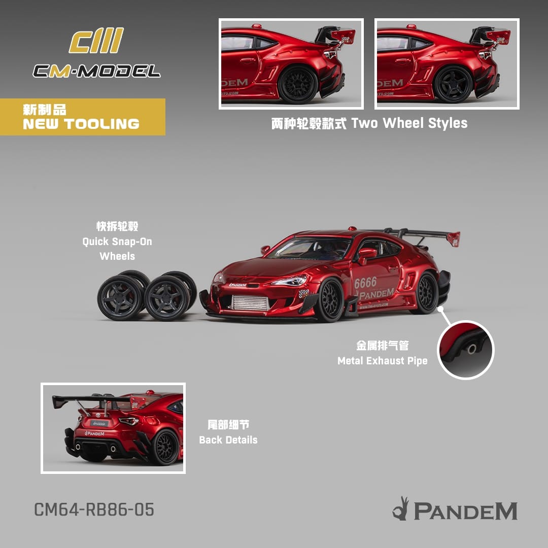*PRE-ORDER* Toyota GT86 Pandem Widebody V3.5, 1:64 Scale (Metallic Red)