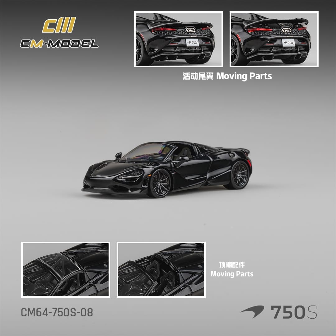 *PRE-ORDER* McLaren 750S Spider Onyx, 1:64 Scale (Black)