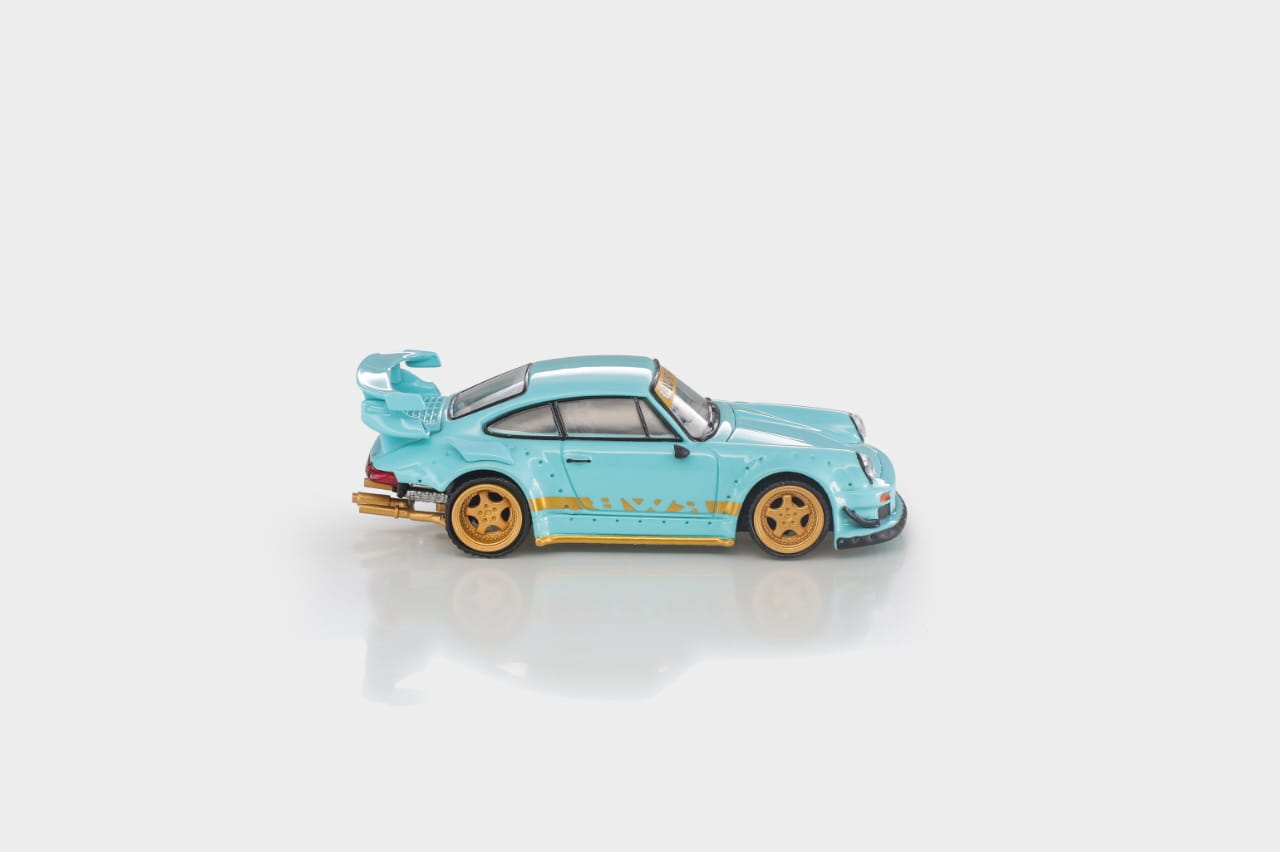 *PRE-ORDER* Porsche RWB 930 GT Wing Tiffany Blue (Chance of Chase Car), 1:64 Scale