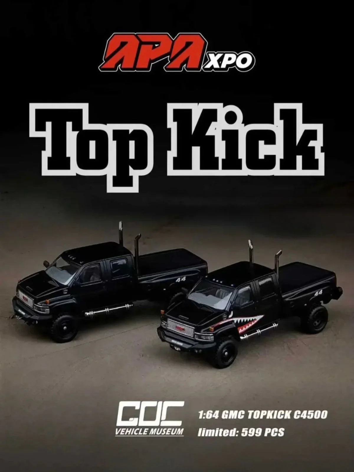 Premium scale diecast model car – Top Kick C4500 Off-Road Version, 1:64 Scale (Black) Collectible