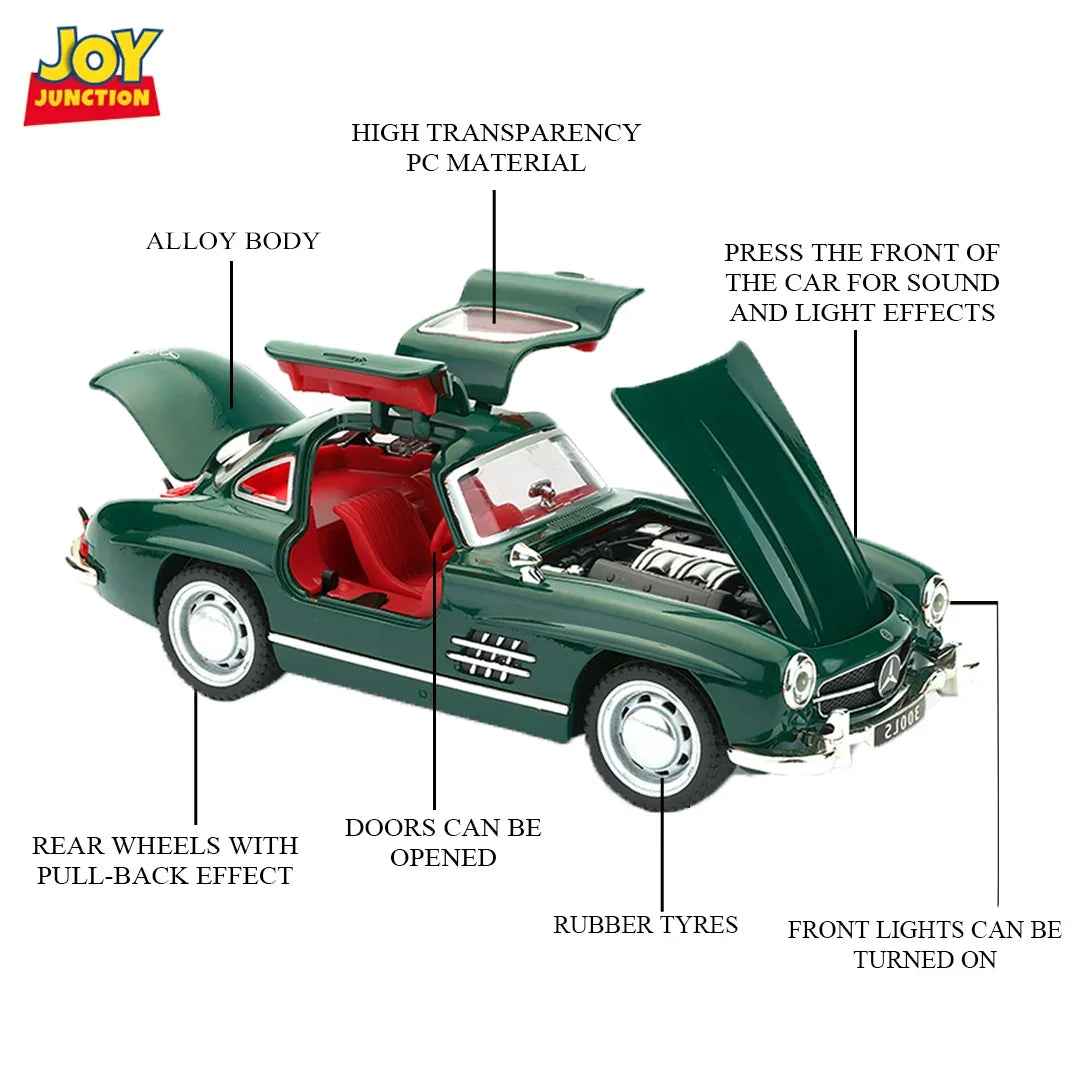 Mercedez Benz 300SL - Light, Sound with Openable Doors, 1:32 Scale (Green)