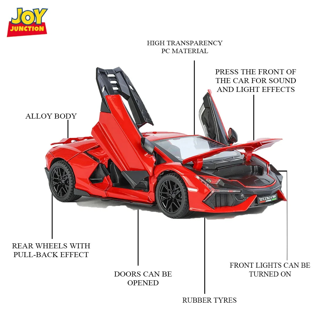 Lamborghini Daniel Street - Light, Sound with Openable Doors, 1:24 Scale (Red)