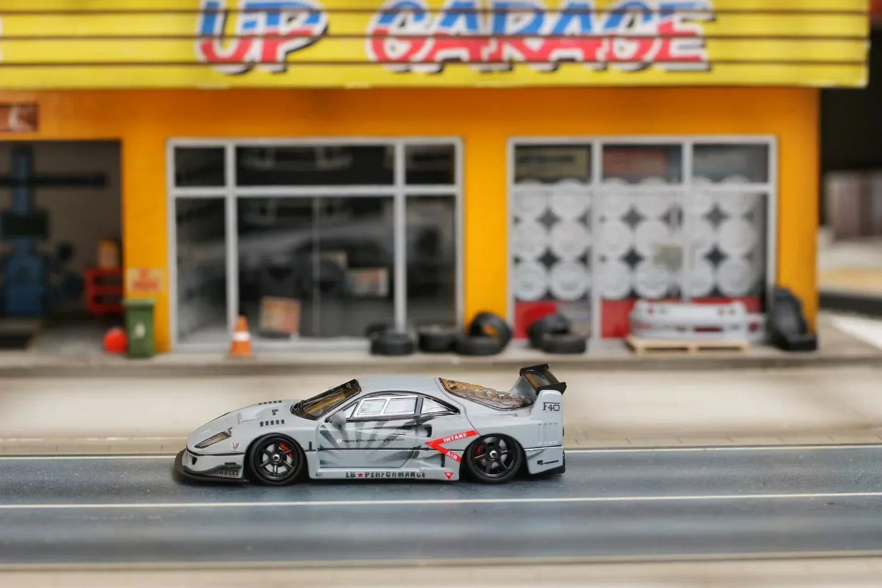 Premium scale diecast model car – LBWK Ferrari F40 Limited to 499, 1:64 Scale (Cement Grey) Collectible